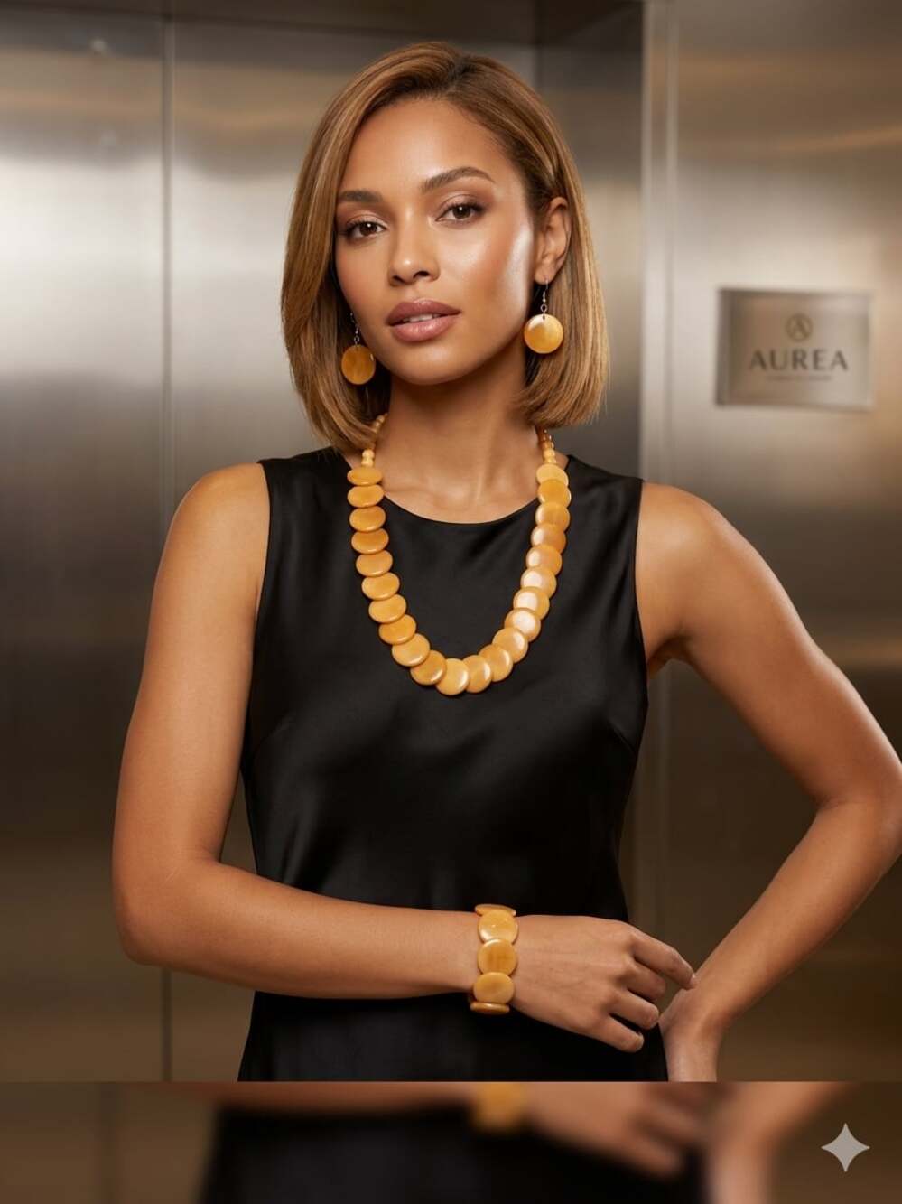 Handcrafted Vintage 3-Piece tagua  Flat Disc Bead Jewelry Set